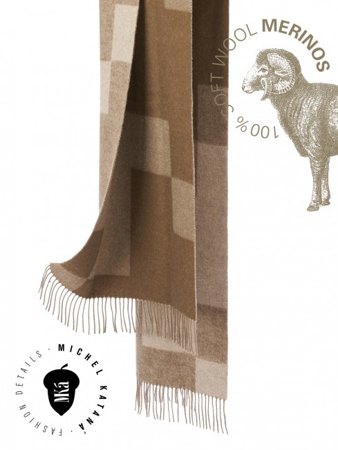 JACQUARD VERT, длиный ШАРФ из мягчайшей шерсти MERINOS из пряжи средней тяжести, коллекционная линия CONFRONTATION (Собственный Взгляд) FJq.W255_5100302.85/VERT